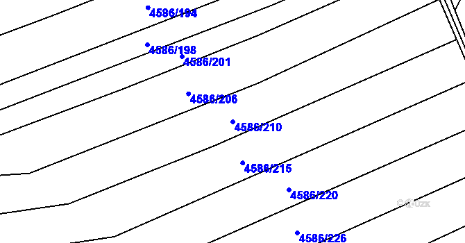 Parcela st. 4586/210 v KÚ Vlčnov, Katastrální mapa