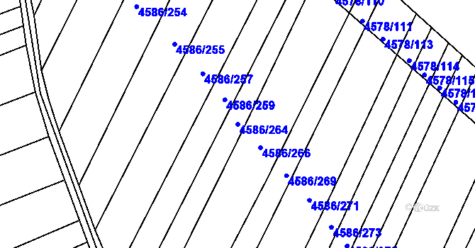 Parcela st. 4586/264 v KÚ Vlčnov, Katastrální mapa