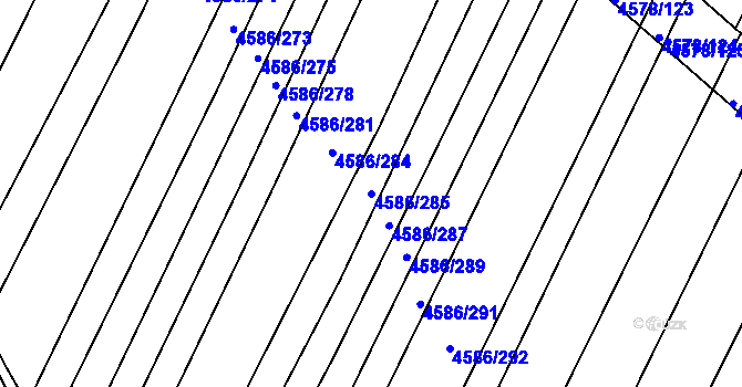 Parcela st. 4586/285 v KÚ Vlčnov, Katastrální mapa