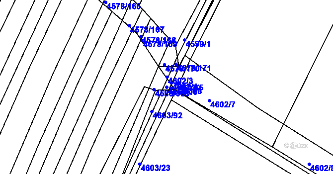 Parcela st. 4586/308 v KÚ Vlčnov, Katastrální mapa
