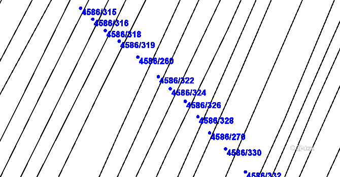 Parcela st. 4586/324 v KÚ Vlčnov, Katastrální mapa