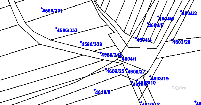 Parcela st. 4586/342 v KÚ Vlčnov, Katastrální mapa
