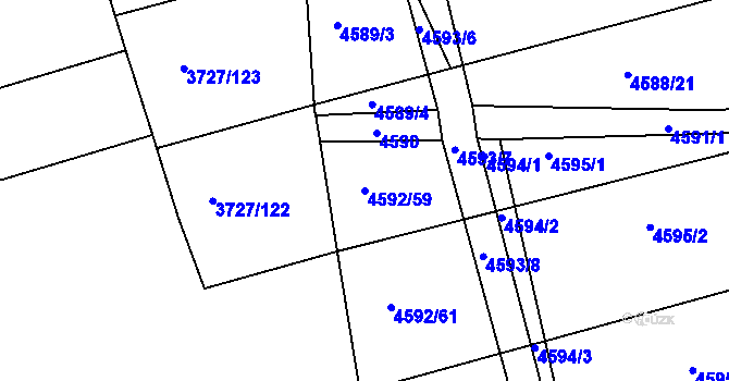 Parcela st. 4592/59 v KÚ Vlčnov, Katastrální mapa