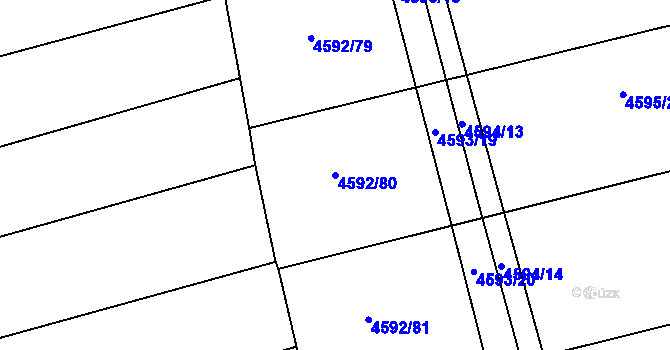 Parcela st. 4592/80 v KÚ Vlčnov, Katastrální mapa