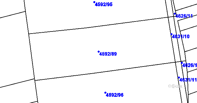 Parcela st. 4592/89 v KÚ Vlčnov, Katastrální mapa