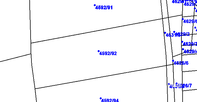 Parcela st. 4592/92 v KÚ Vlčnov, Katastrální mapa