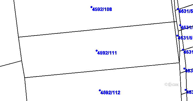 Parcela st. 4592/111 v KÚ Vlčnov, Katastrální mapa