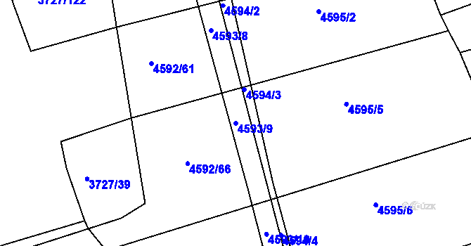 Parcela st. 4593/9 v KÚ Vlčnov, Katastrální mapa