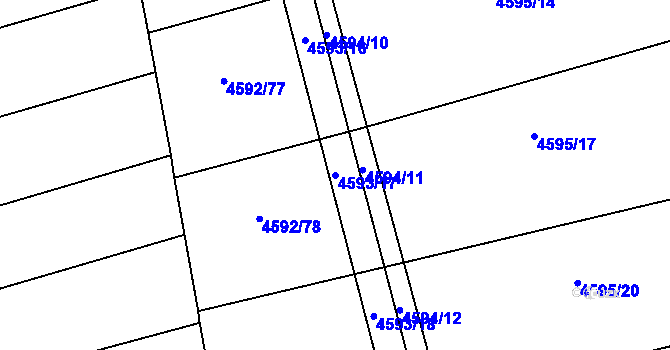 Parcela st. 4593/17 v KÚ Vlčnov, Katastrální mapa
