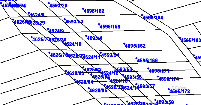 Parcela st. 4593/54 v KÚ Vlčnov, Katastrální mapa