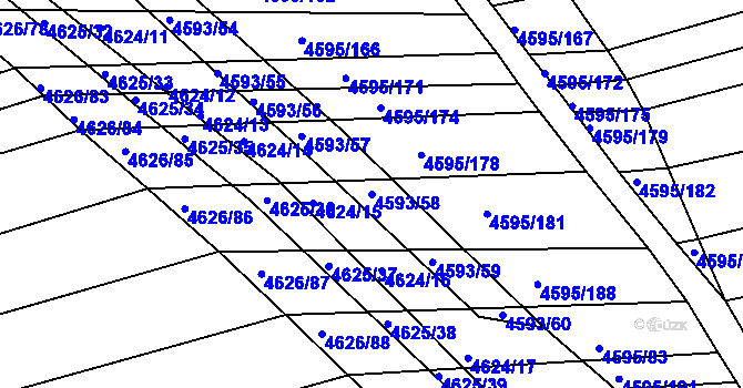 Parcela st. 4593/58 v KÚ Vlčnov, Katastrální mapa