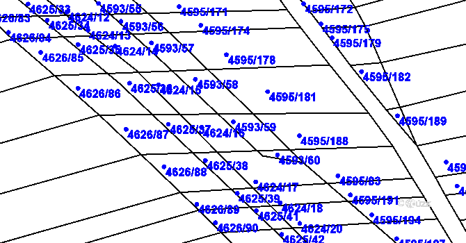 Parcela st. 4593/59 v KÚ Vlčnov, Katastrální mapa