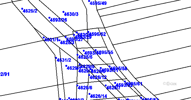 Parcela st. 4595/55 v KÚ Vlčnov, Katastrální mapa