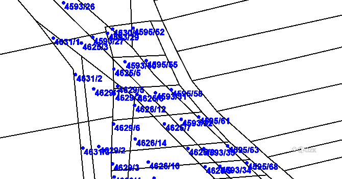 Parcela st. 4595/58 v KÚ Vlčnov, Katastrální mapa