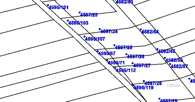 Parcela st. 4595/67 v KÚ Vlčnov, Katastrální mapa