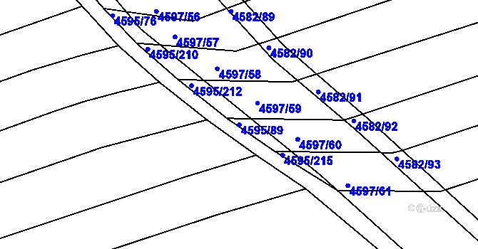 Parcela st. 4595/89 v KÚ Vlčnov, Katastrální mapa