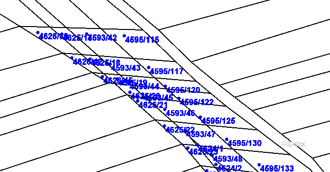 Parcela st. 4595/120 v KÚ Vlčnov, Katastrální mapa
