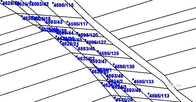 Parcela st. 4595/125 v KÚ Vlčnov, Katastrální mapa