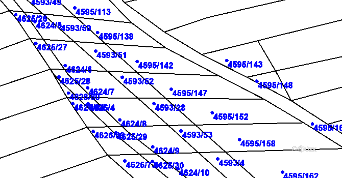 Parcela st. 4595/147 v KÚ Vlčnov, Katastrální mapa