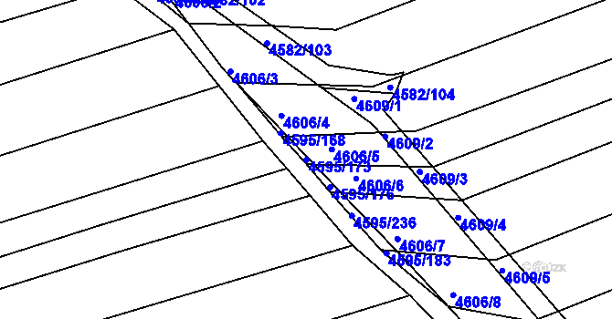 Parcela st. 4595/173 v KÚ Vlčnov, Katastrální mapa