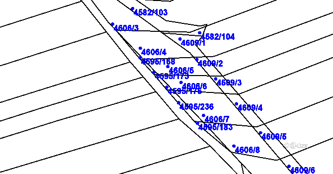 Parcela st. 4595/176 v KÚ Vlčnov, Katastrální mapa
