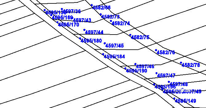 Parcela st. 4595/184 v KÚ Vlčnov, Katastrální mapa