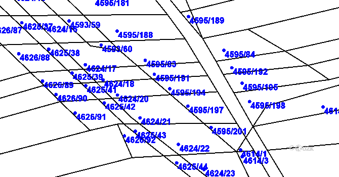 Parcela st. 4595/194 v KÚ Vlčnov, Katastrální mapa