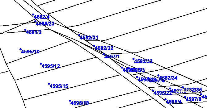 Parcela st. 4597/1 v KÚ Vlčnov, Katastrální mapa