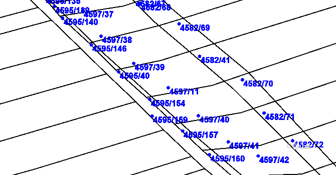 Parcela st. 4597/11 v KÚ Vlčnov, Katastrální mapa