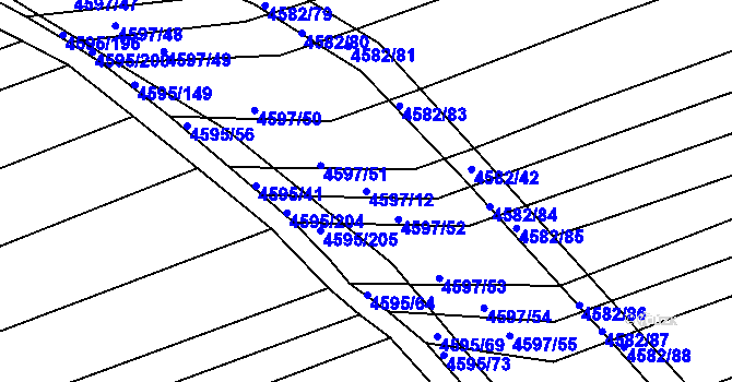 Parcela st. 4597/12 v KÚ Vlčnov, Katastrální mapa
