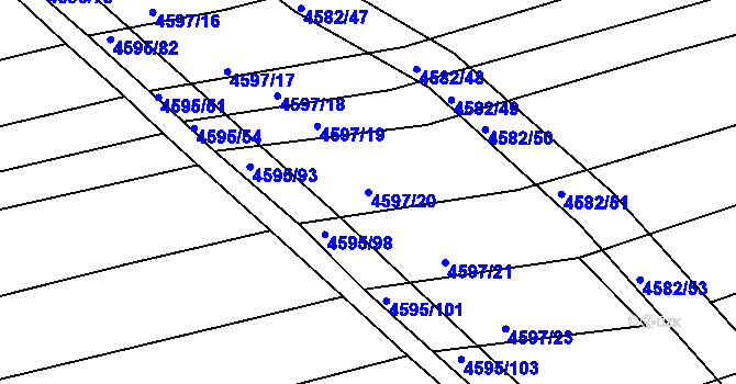 Parcela st. 4597/20 v KÚ Vlčnov, Katastrální mapa
