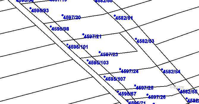 Parcela st. 4597/23 v KÚ Vlčnov, Katastrální mapa