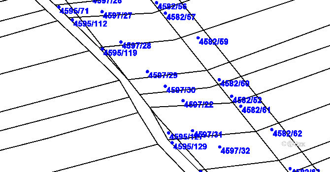 Parcela st. 4597/30 v KÚ Vlčnov, Katastrální mapa
