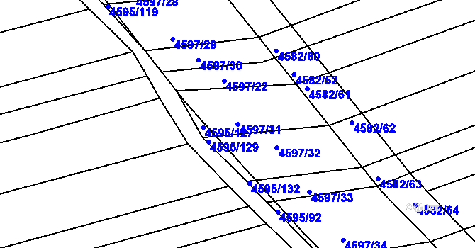 Parcela st. 4597/31 v KÚ Vlčnov, Katastrální mapa