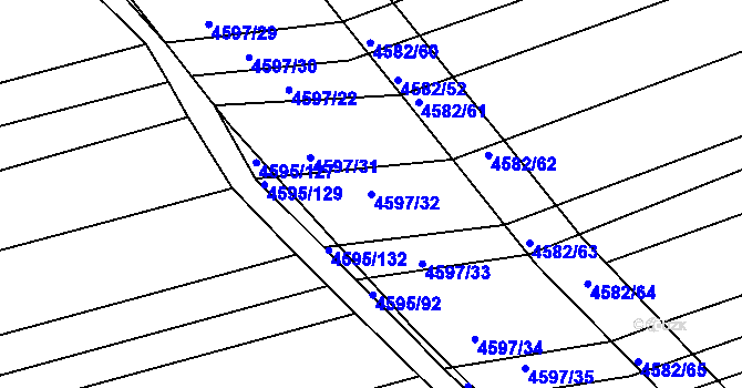 Parcela st. 4597/32 v KÚ Vlčnov, Katastrální mapa