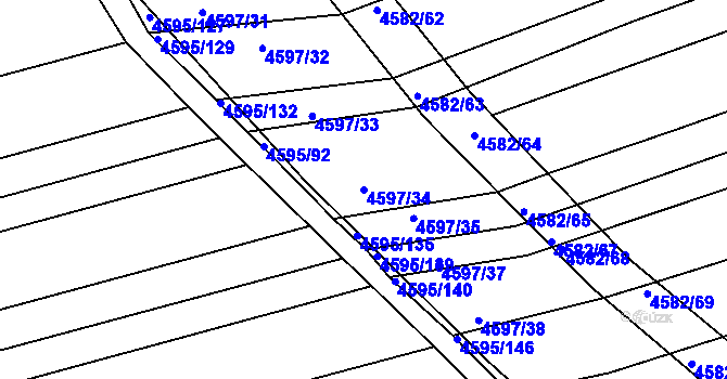 Parcela st. 4597/34 v KÚ Vlčnov, Katastrální mapa
