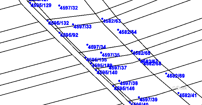 Parcela st. 4597/35 v KÚ Vlčnov, Katastrální mapa