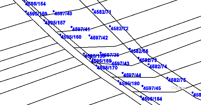Parcela st. 4597/36 v KÚ Vlčnov, Katastrální mapa