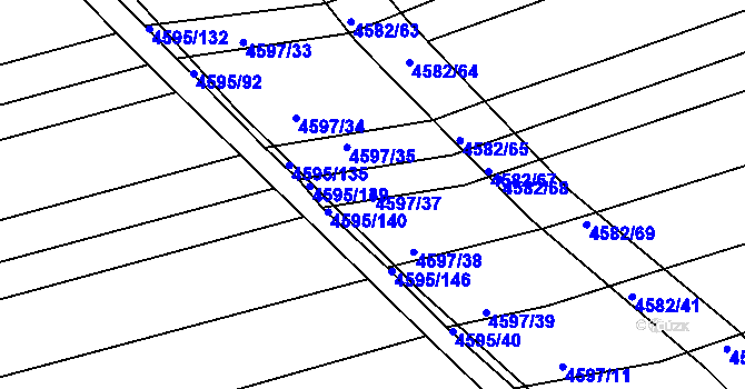Parcela st. 4597/37 v KÚ Vlčnov, Katastrální mapa