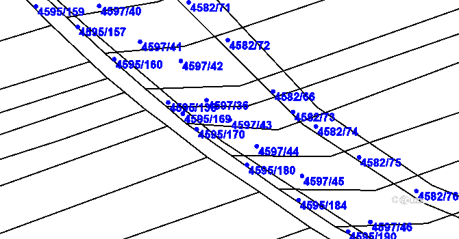 Parcela st. 4597/43 v KÚ Vlčnov, Katastrální mapa