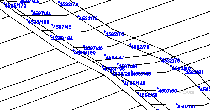 Parcela st. 4597/47 v KÚ Vlčnov, Katastrální mapa