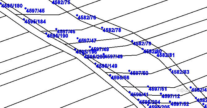 Parcela st. 4597/49 v KÚ Vlčnov, Katastrální mapa