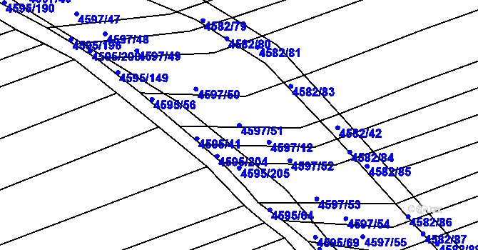 Parcela st. 4597/51 v KÚ Vlčnov, Katastrální mapa