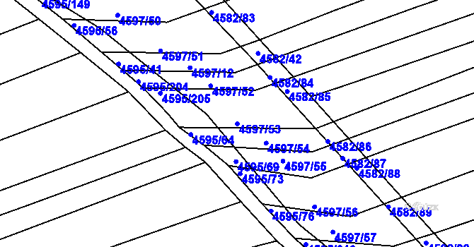 Parcela st. 4597/53 v KÚ Vlčnov, Katastrální mapa