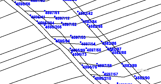 Parcela st. 4597/54 v KÚ Vlčnov, Katastrální mapa