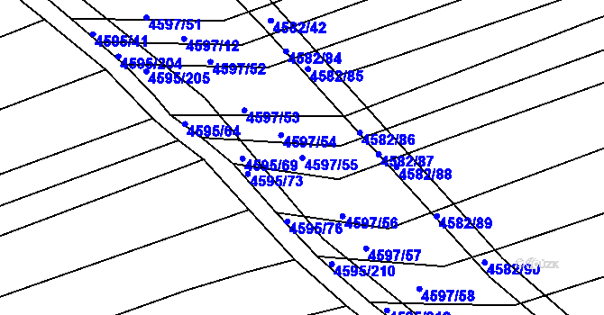 Parcela st. 4597/55 v KÚ Vlčnov, Katastrální mapa