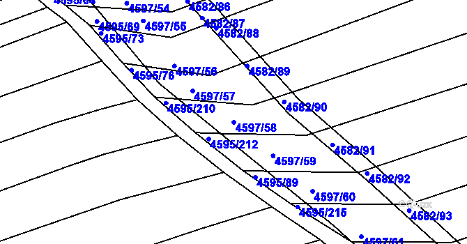 Parcela st. 4597/58 v KÚ Vlčnov, Katastrální mapa