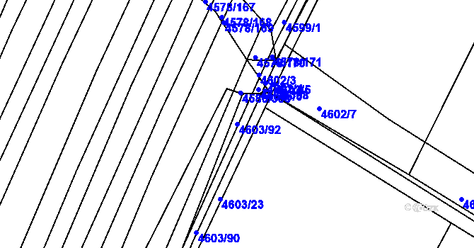 Parcela st. 4603/92 v KÚ Vlčnov, Katastrální mapa