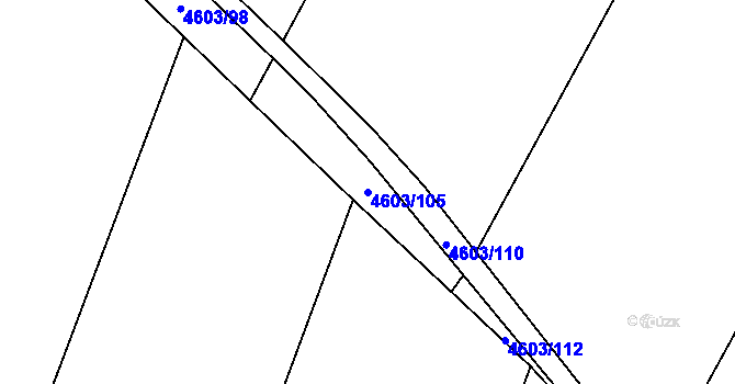 Parcela st. 4603/105 v KÚ Vlčnov, Katastrální mapa