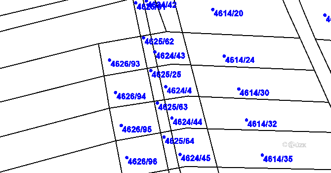 Parcela st. 4624/4 v KÚ Vlčnov, Katastrální mapa